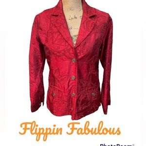 Chicos Red embroidered Blazer